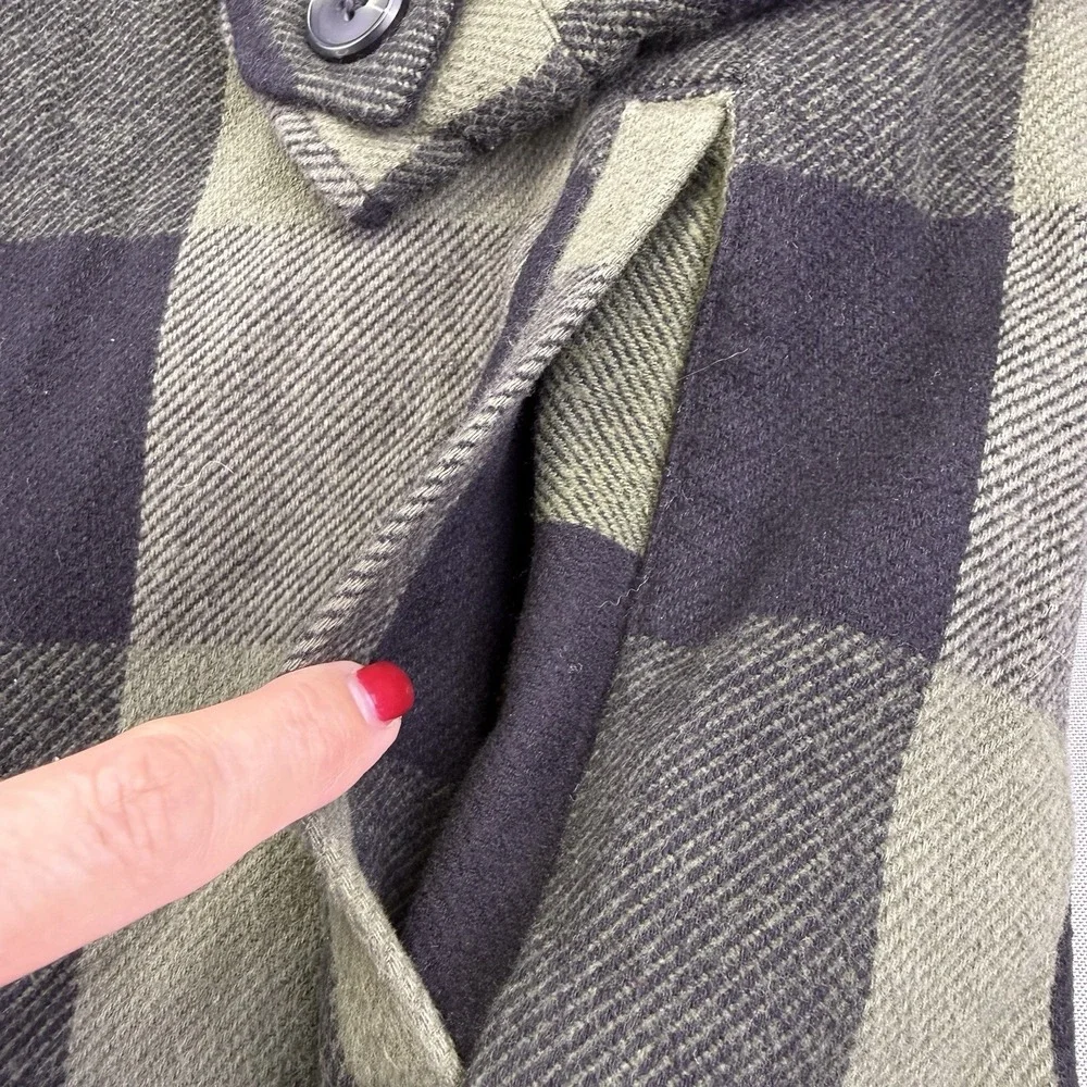 Lucky Brand NWT Shacket‎ Womens XL Green Black Plaid Flannel Oversized Pockets